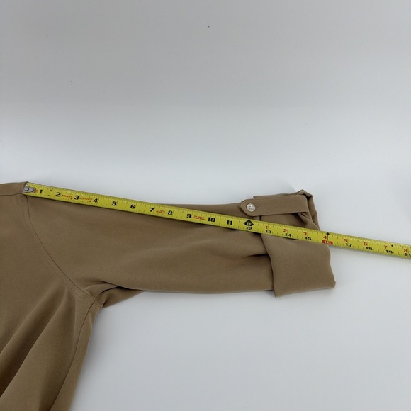 WOMENS LAUREN RALPH LAUREN TAN MANDARIN COLLAR SILK BLOUSE TOP SMALL - Picture 7 of 8